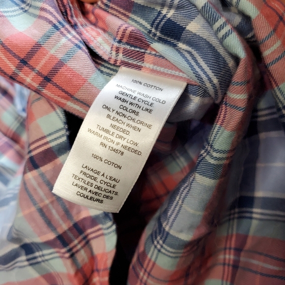 Vineyard Vines Girls Button Down Plaid Shirt Seaside Blue sz 14 - Picture 4 of 10